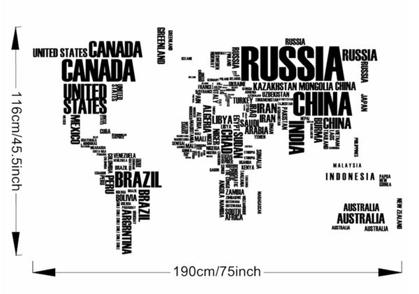 Large World Map Wall Stickers